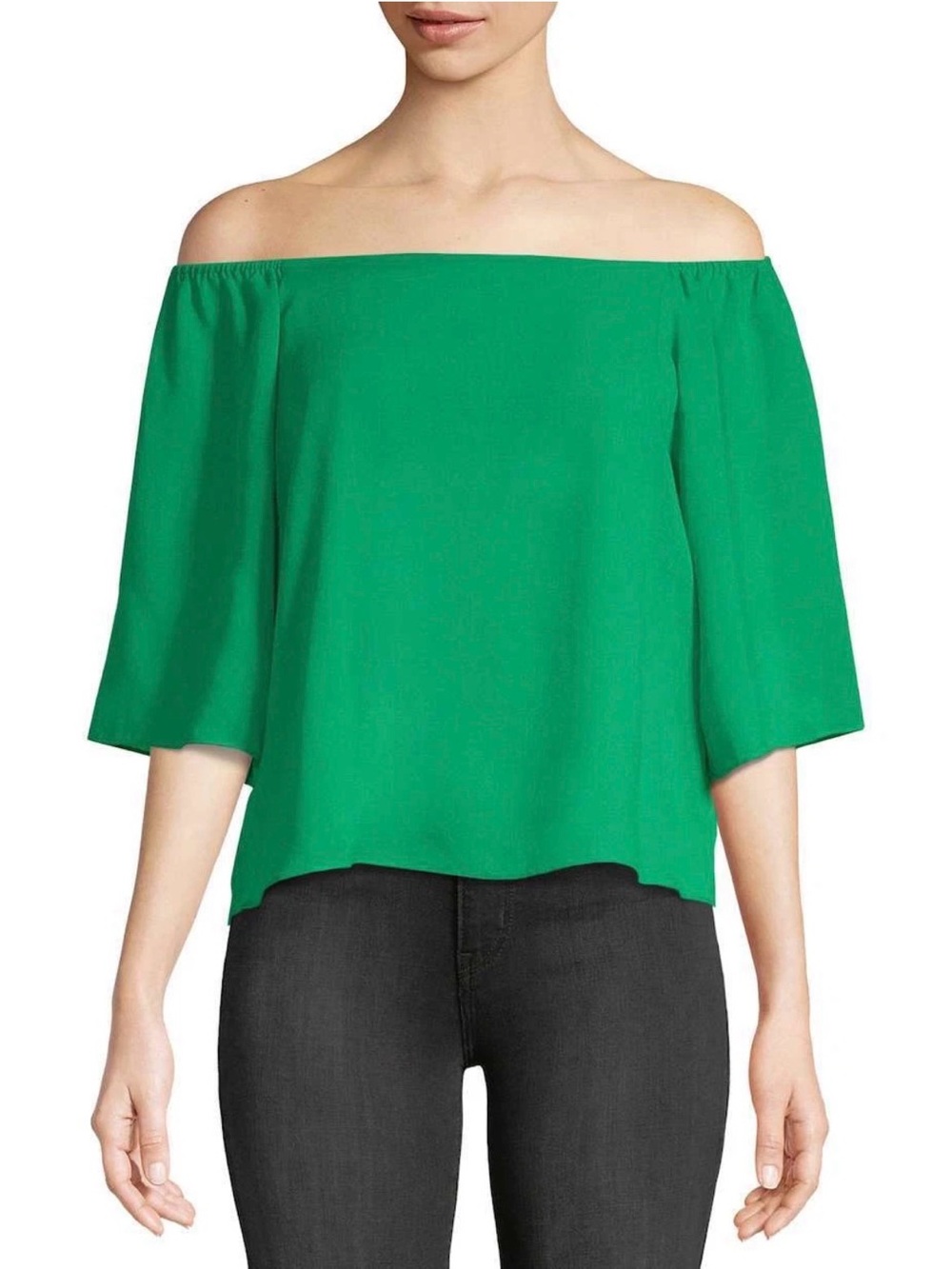 Alice + Olivia Bright Green Women's Off-Shoulder Blouse